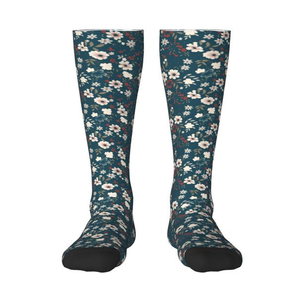 Fotbe Vintage Floral Calcetas Divertidas Estampadas para Hombre y Mujer, Calcetas de Algodón hasta la Rodilla para Caminar, Correr, Enfermería y Embarazo