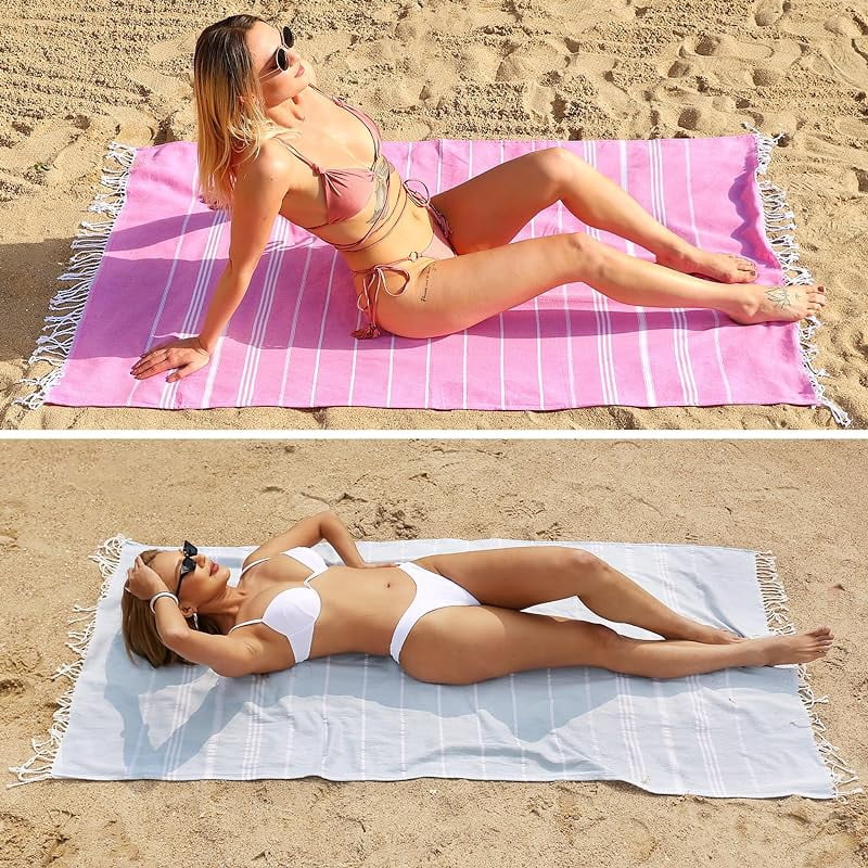 Beach Towel 2 Pack,Sand Free Beach Towels Oversized 39 x 72,Turkish Beach Towel Quick Dry Towel,Lightweight Pool Towels for Adults Travel Towel,Cool Beach Essentials Super Absorbent Towels
