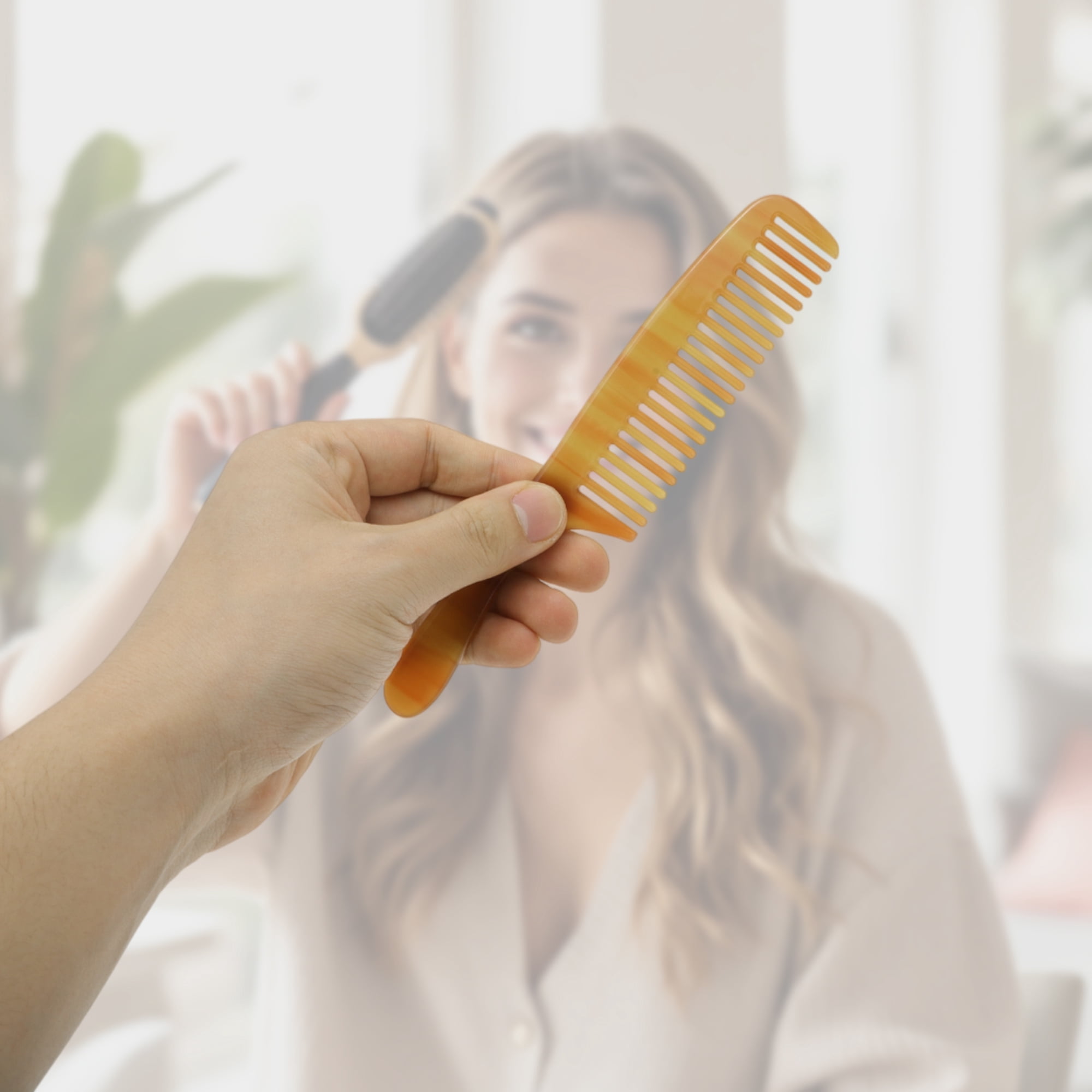Unique Bargains 1 Pc Durable Portable Long Handle Hair Comb for Women Men Coffee Color