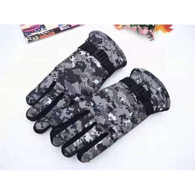 Guantes de camuflaje para otoño e invierno, forrados de vellón, cálidos, resistentes al viento, impermeables, antideslizantes, para deportes de conducción y exteriores