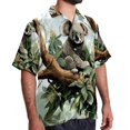 thumbnail image 2 of Koala Men's Short Sleeve Spread Collar Button Down Beach Print Casual Shirts, 2 of 6