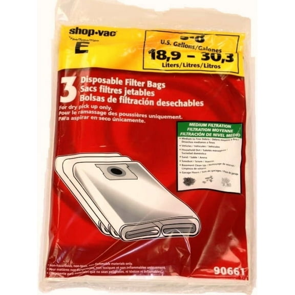 geniune Shop-Vac 90661, 906-61 9066100 Disposable Collection Bag for 5-8 Gallon Vacs 6 bags per pack