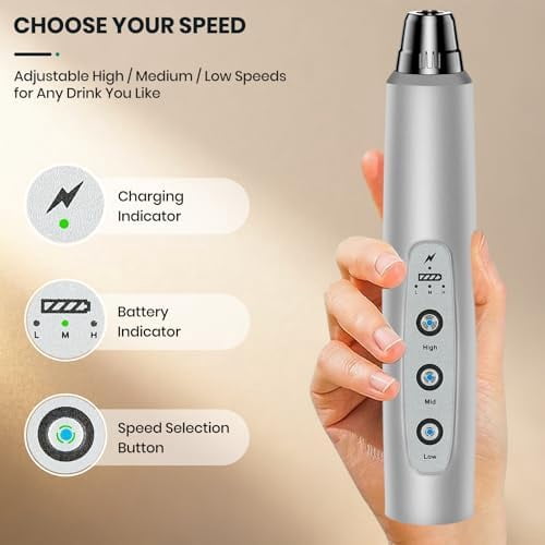 Milk Frother Handheld Rechargeable with Stand, Frother Wand Drink Mixer Electric Whisk for Coffee, Detachable With 3 Stainless Whisks, Hand Mixer for Lattes, Cappuccino, Matcha, Egg, Silver