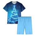 thumbnail image 4 of Puntoco Conjunto de pijama cómodo para mujer, conjunto de camiseta y pantalones cortos de manga corta con cuello redondo y estampado navideño para mujer, ropa para el hogar, 4 of 5