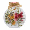 thumbnail image 4 of 4.50In Hollyhocks Lit Round Jar W/Bow, Glass, Electric Flowers Mother's Day Lhh2217 Yellow, 4 of 4