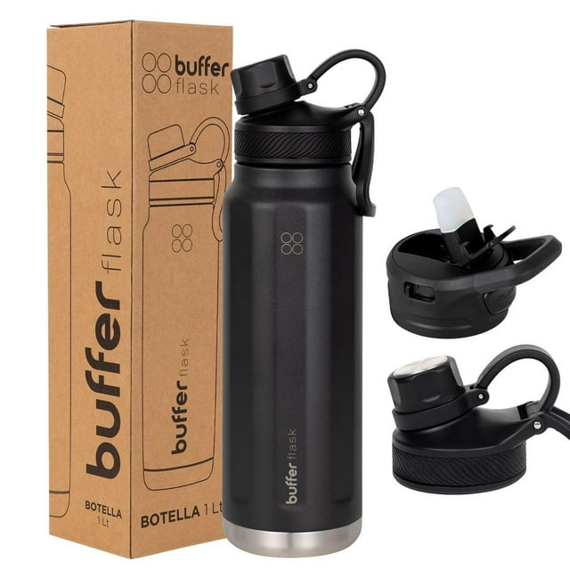 Termo BUFFER FLASK Negro Antigoteo de Acero Inoxidable 1000 ml