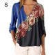thumbnail image 1 of Blusa Camisa con cuello en V y estampado floral Blusa suelta de manga larga Top de mujer, Azul, S seitruly AP002021-49, 1 of 5