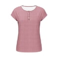 thumbnail image 5 of ClodeEU Women's Summer Print Short Sleeve Crewneck T-Shirt with Button ,Casual Loose Top Hot Pink,Womens Plus XL, 5 of 8