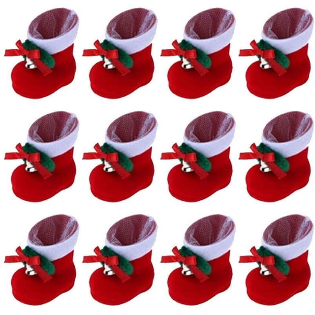 Botas de caramelo navideñas, 12 piezas, calcetines navideños colgantes, botas navideñas, para decoración de regalos navideños