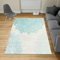 thumbnail image 2 of Flora Turkish Area Rug, South Mandala Design Vibrant Color Ornamental Illustration, Soft Carpet for Living Room Decor with Distressed Look, 6.6' X 9.6', Pale Blue, by Ambesonne, 2 of 4