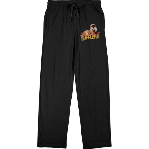 Fantastic Beasts Secrets of Dumbledore Nifflers Men's Black Sleep Pajama Pants-Medium