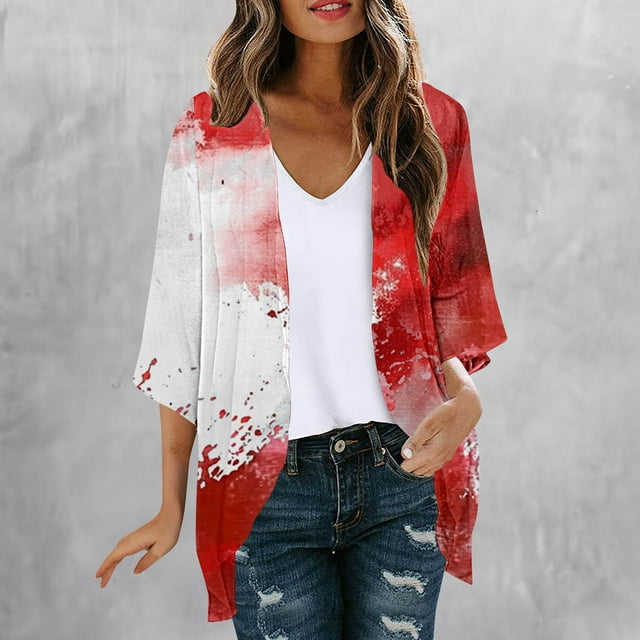 LOVZFMLL Cardigan pour Femmes Cardigan pour Dames Halloween Mode Veste Imprimée Été Veste Imprimée à Manches Longues Cardigan Veste
