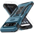 thumbnail image 1 of KOMI Case for Google Pixel 9 Pro XL with Slide Camera Cover+Screen Protector (1 Pack), Rotated Ring Kickstand Military Grade Shockproof Heavy Duty Protective Cover Light Blue, 1 of 5