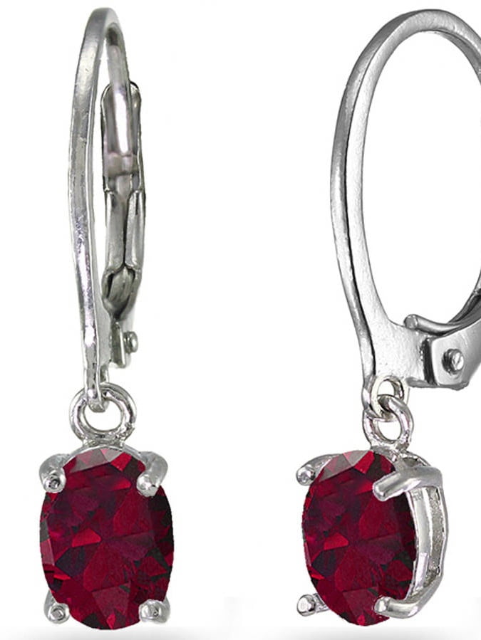 Oval*Red Ruby* Art Deco Sterling Silver Filigree Dangle Earrings {Made To Order} 