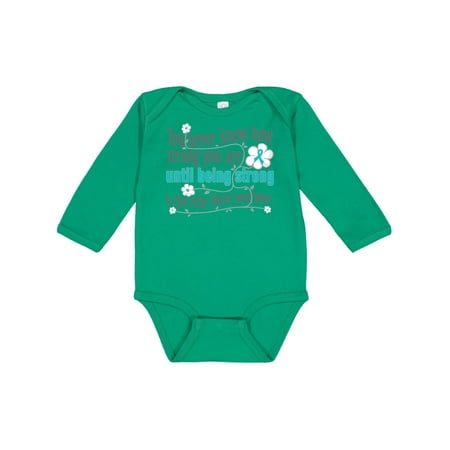 

Inktastic Ovarian Cancer Being Strong Gift Baby Girl Long Sleeve Bodysuit