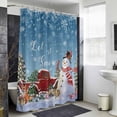 thumbnail image 6 of Xipuska Blue Snowman Christmas Shower Curtain - Water Repellent Fabric Shower Curtains Washable, Snowflake Red Truck Xmas Tree Gifts Decorative Cloth Bathroom Curtains Modern Bath Decor 72"x72", 6 of 6