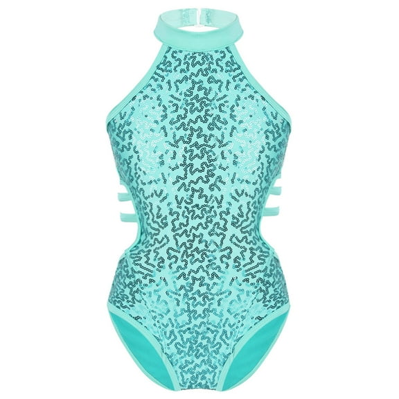 Sxiwei Kids Girls Sparkly Sequins Sleeveless Ballet Dance Gymnastics Leotard Ballerina Dancewear Mint_Green 8