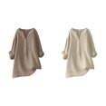 thumbnail image 1 of (2-Pack) Rinsvye Womens Solid Color Long Sleeve Mandarin Collar Blouse Women Clothing Timeless Design, 1 of 4