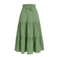 thumbnail image 4 of ASEIDFNSA Girls Smocked Waist Maxi Skirt with Tiered Hem Long A Line Fit and Soft Fabric (Green,13-14 Years), 4 of 5