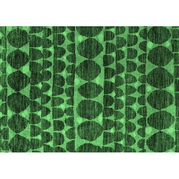 Ahgly Company Machine Washable Indoor Rectangle Abstract Emerald Green Modern Area Rugs, 2' x 5'