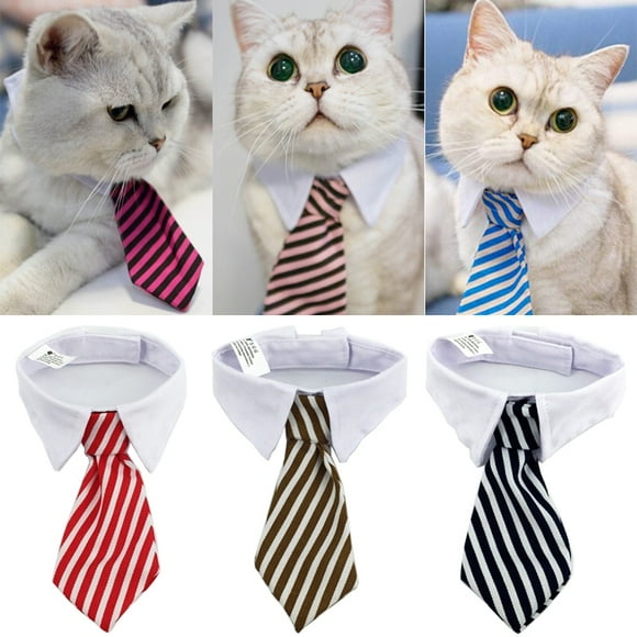 Dog Neckties Puppy, 6pcs Formal Classy Pet Neck Ties Little Dog and Kitten Suit, White Cat Collar with Black Red Pink Tie, Tuxedo Bow Tie Collar for Small Dogs Puppies Wedding Costumes