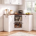 thumbnail image 7 of Homieasy L-Shaped Corner Cabinet, Kitchen Pantry Storage Cabinet with Built-In Outlets & 360° Lazy Susan, Farmhouse Coffee Bar Cabinet,Corner Pantry for Kitchen Dining Living Room,White, 7 of 7