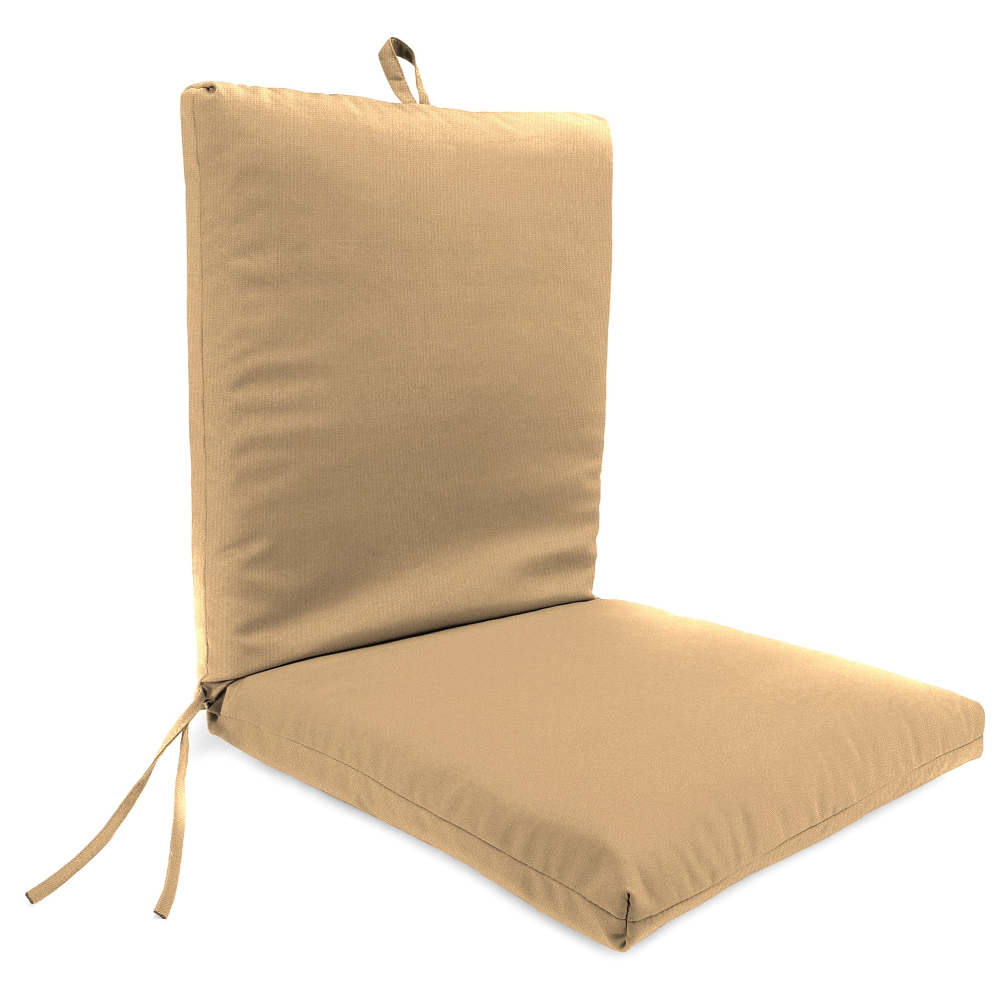 Jordan Manufacturing 44" x 21" Rave Birch Tan Solid Rectangular Outdoor Chair Cushion with Ties and Hanger Loop (2 Pack)