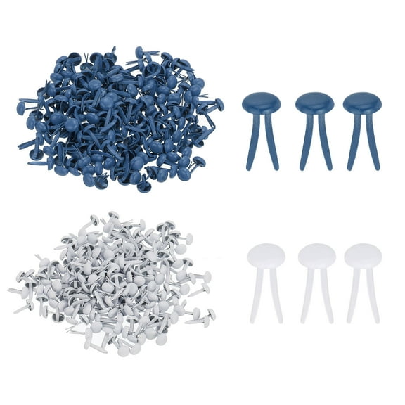 1000 PCS Mini Brads, 4.5 x 8 mm Brass Paper Fasteners for Crafts, Dark Blue/White