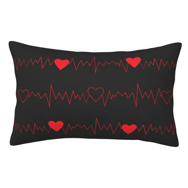 Balery Cardiogram and Heart Funda de Cojín Estampada, Regalos para Mujeres, Regalos de Amor para Ella, Regalos para Novia o Esposa, Funda de Almohada-16"x24"