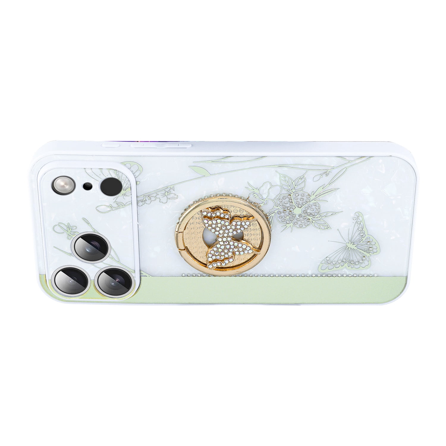 Glitter Diamond Butterfly Case for iPhone 17 Pro Max - White