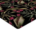thumbnail image 4 of Ambesonne Tropical Fitted Sheet, Exotic Leaves Pink Flowers, Twin Size, Raspberry and Olive Green, 4 of 5
