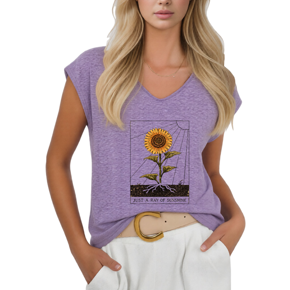 Cozymy Women's Trendy Retro Sunflower Print V-Neck Sleeveless Tank Top Casual Summer Tee