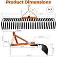 thumbnail image 2 of Historyli 3-Point Landscape Rake, for Tractor, 5FT, with 30 Steel Tines, 360 Degree Rotation, 2 of 6