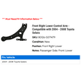 thumbnail image 2 of Front Right Lower Control Arm - Compatible with 2004 - 2008 Toyota Solara 2005 2006 2007, 2 of 2