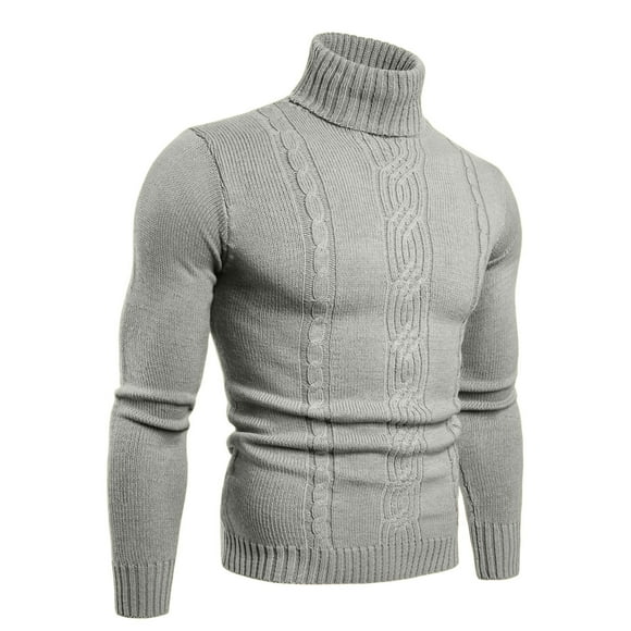 Pisexur Sweaters Men Soft and Comfortable Fall Sweaters Fashion Men's Solid Temperament Long Sleeve Keep Warm Turtleneck Sweater Gray,L