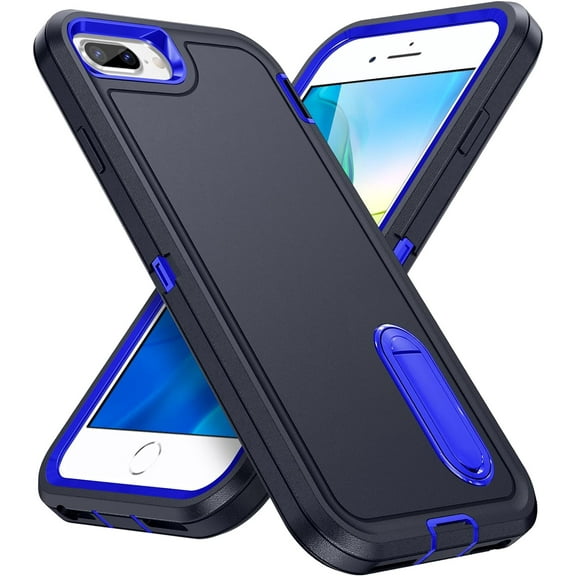 for iPhone 8 Plus Case, iPhone 7/8/6S/6 Plus Phone Case with Built in Kickstand, Shockproof/Drop Proof Grade Protective Cover for iPhone 7/8 Plus 5.5"(Blue/Royal Blue)