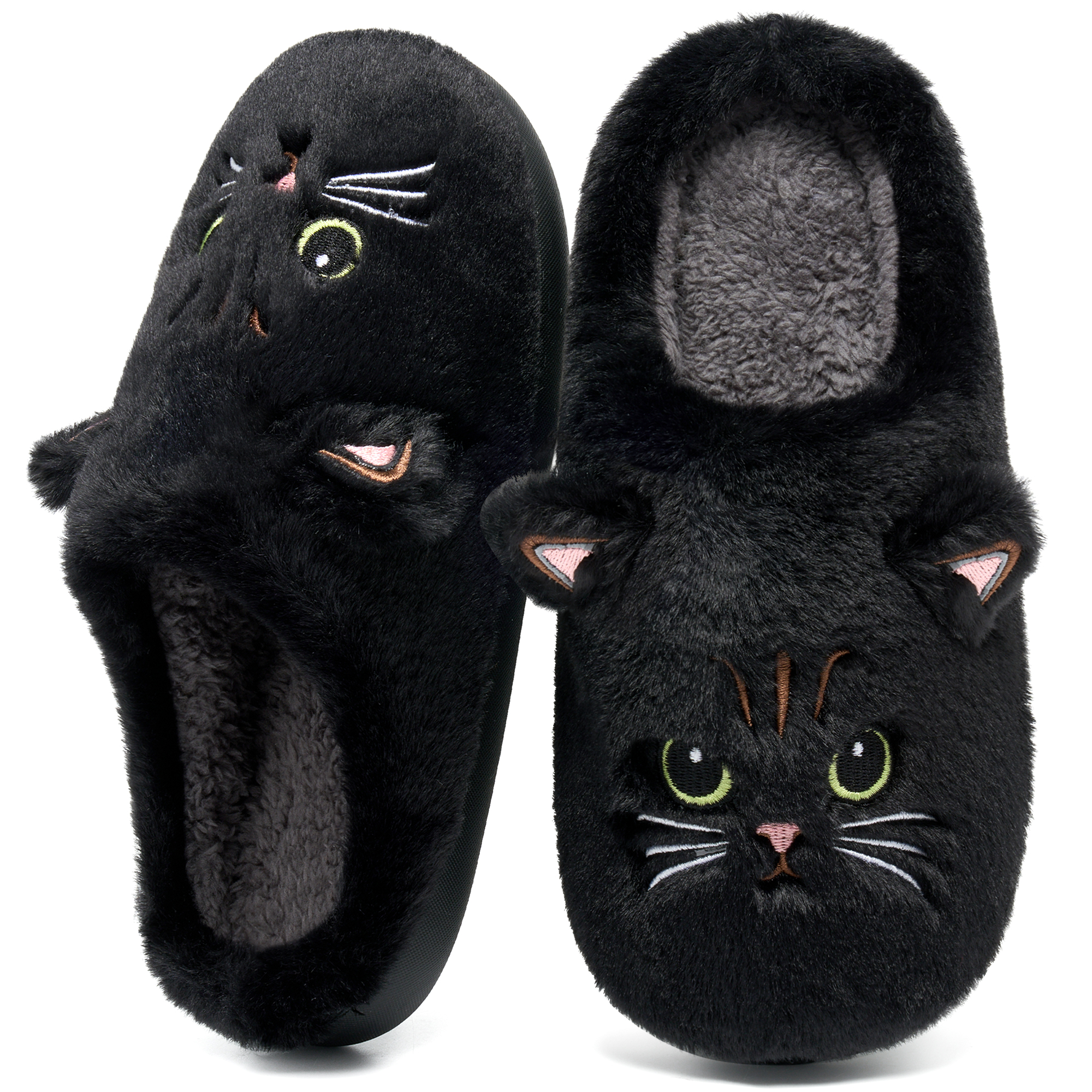 Ecetana Women's Fuzzy Cat House Slippers