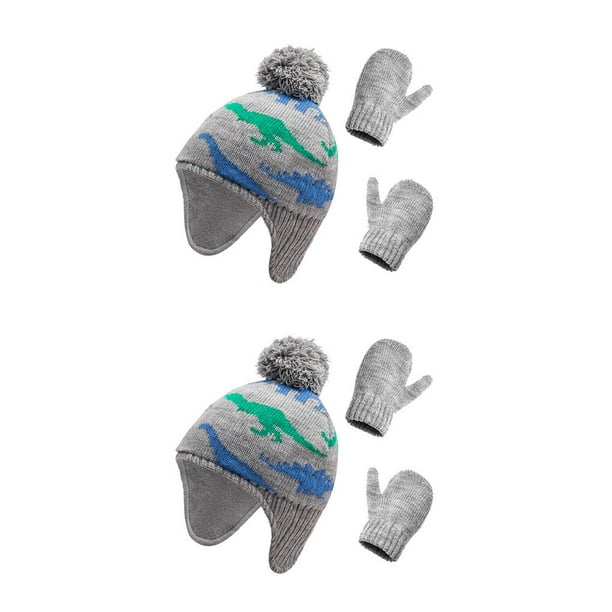 Minnieouse Gorro Conjunto de guantes Gorros para niños Cómodo de usar con elasticidad Accesorios de invierno para niñas Niños gris azul verde gris azul verde M 2-3ans 2Conjunto