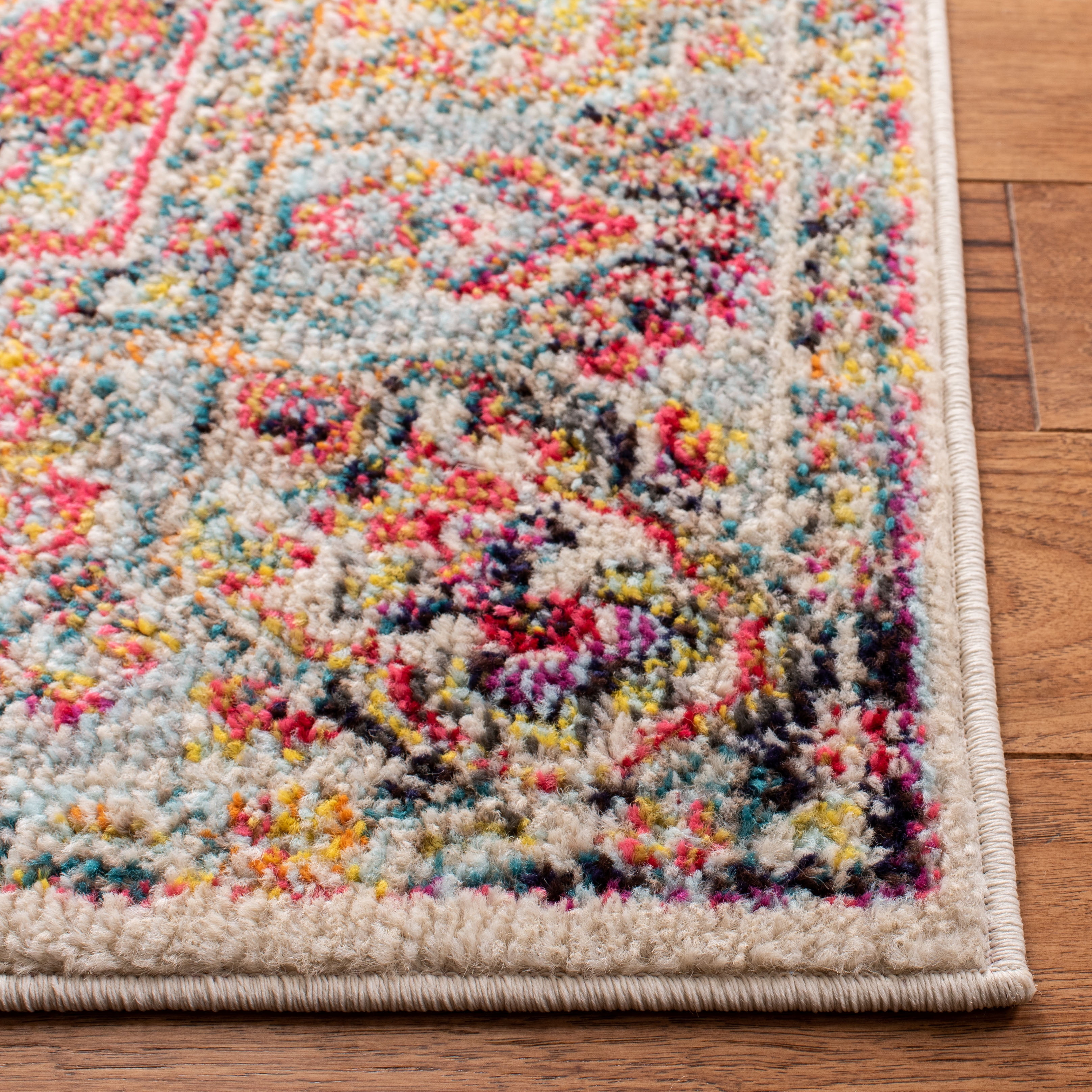 SAFAVIEH Madison Jefferson Geometric Runner Rug, Ivory/Red, 2'3" x 8'
