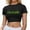 Black, variant on Women's Casual Crop Top with Round Neck Short Sleeve Design Featuring Printed Pattern for Everyday Spring and Summer Wear, XS, Hot Pink