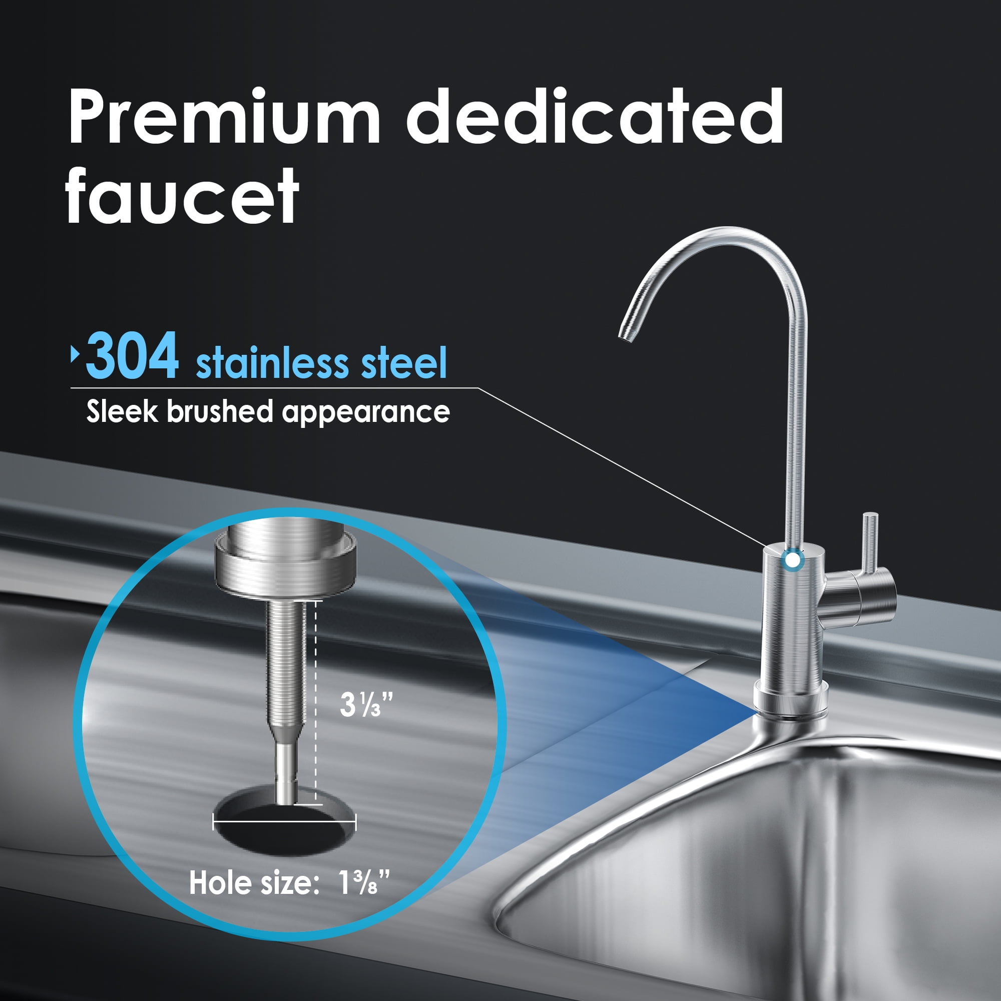 Waterdrop 10UB Under Sink Water Filter System, 8K High Capacity Drinking  Water Filtration System, with Dedicated Brushed Nickel Faucet, Reduces 