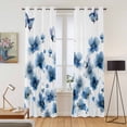 thumbnail image 2 of Kitchen Curtains 84 Inch Length 2 Panels, Navy Blue Floral Grommets Window Treatment Curtain, Spring Flowers Butterflies Watercolor Thermal Curtains Drapes for Living Room/Bathroom, 2 of 9
