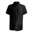 thumbnail image 4 of Manxivoo Mens Shirts Men's Baggy Cotton Blend Pocket Solid Short Sleeve Turn Down Collar T Shirts Mens Dress Shirts Black L, 4 of 4