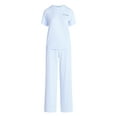 thumbnail image 5 of Joyspun Women's Dreamy Soft Collection Short Sleeve Sleep Top and Open Leg Pants Pajama Set, 2-Piece, Sizes XS-3X, 5 of 6