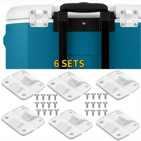 6 Set Cooler Replacement Plastic Hinge and Screw Kit Compatible with Coleman Cooler, Freezer Cooler Hinges with 24 Screws
