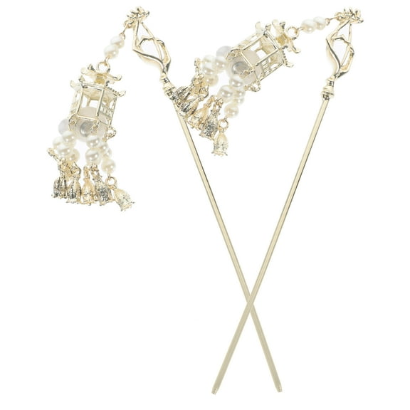 AURARMLET Hair Bun Pins Golden Alloy for Women Traditional Events 2Pcs 6.1*3.5*0.8In