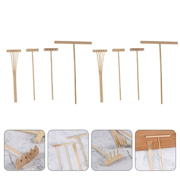 OUNONA Mini Zen Garden Rake for Decor Use HighQuality Synthetic Material Light Yellow 8 Pieces