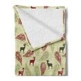 thumbnail image 2 of Deer Soft Flannel Fleece Throw Blanket, Paisley Deer Ornate Swirled Abstract Christmas Motifs, Cozy Plush for Indoor and Outdoor Use, 70" x 90", Olive Green Pale Green, by Ambesonne, 2 of 5