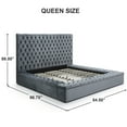 thumbnail image 4 of Cosmopolitan Queen Velvet Tufted Upholstered Storage Platform Bed in Gray, 4 of 10