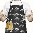 thumbnail image 2 of Black Cartoon Dinosaurs Fossils Pattern Apron-Garden Aprons for Women with Pockets-Cotton Linen Waterproof Kitchen Cooking Gardening Aprons Adjustable for Kitchen,Cooking,BBQ and Salon 33x27 Inch, 2 of 7